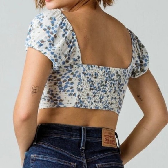 Wild Moss Cluster Ditsy Cinch Top womens sz Large - Picture 2 of 7